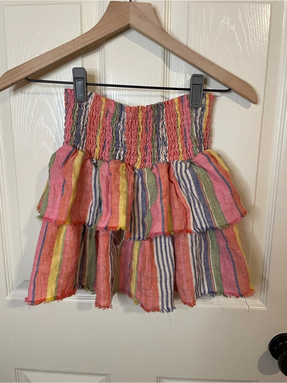 Sundays Lara Linen Mini Skirt in Multi Stripe Size XS